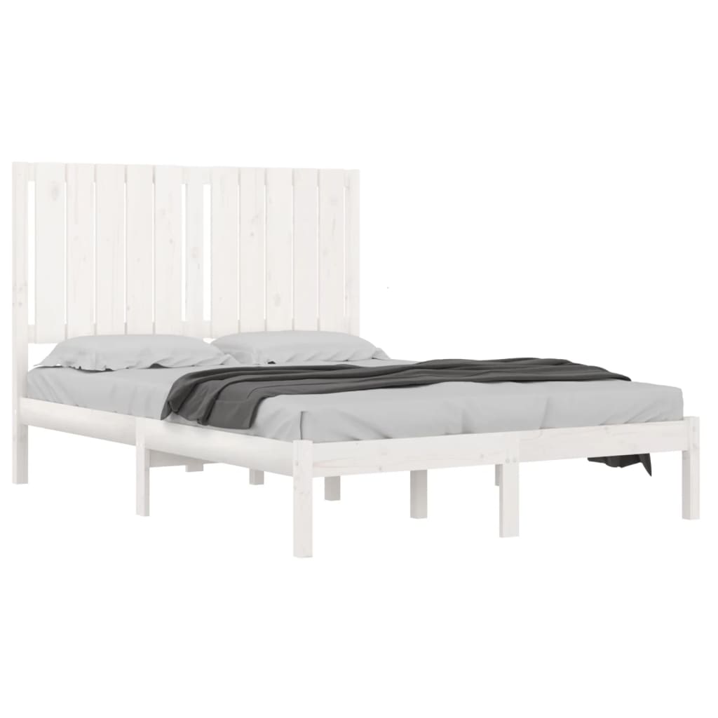 Bed Frame White Solid Wood Pine 120x200 cm