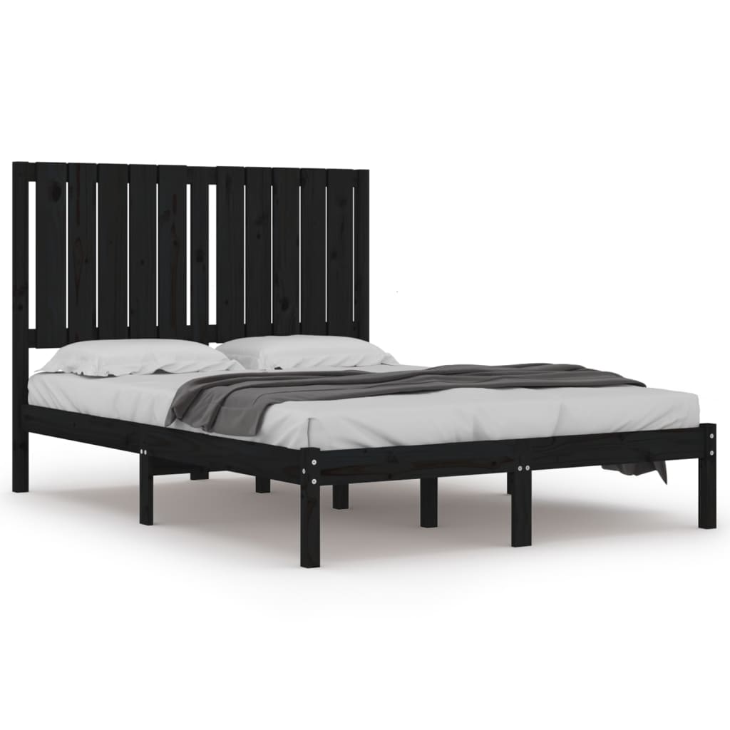 Bed Frame Black Solid Wood Pine 120x200 cm