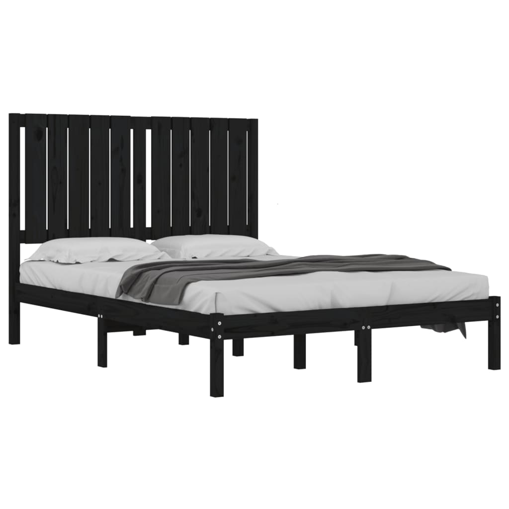 Bed Frame Black Solid Wood Pine 120x200 cm