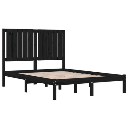 Bed Frame Black Solid Wood Pine 120x200 cm