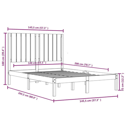 Bed Frame without Mattress White 140x200 cm Solid Wood Pine