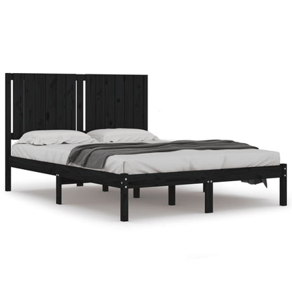 Bed Frame without Mattress Black 140x200 cm Solid Wood Pine