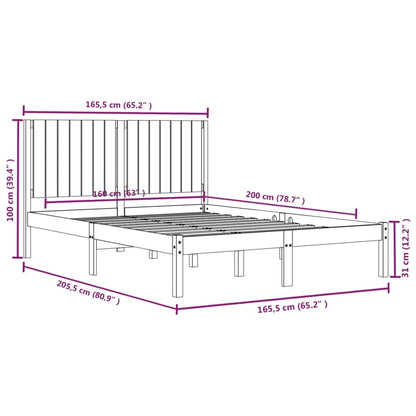 Bed Frame Solid Wood Pine 160x200 cm