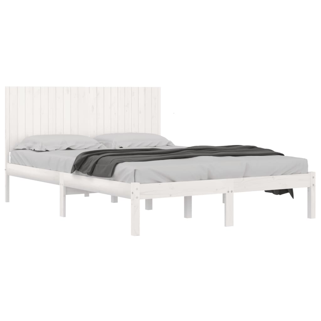 Bed Frame White Solid Wood Pine 200x200 cm