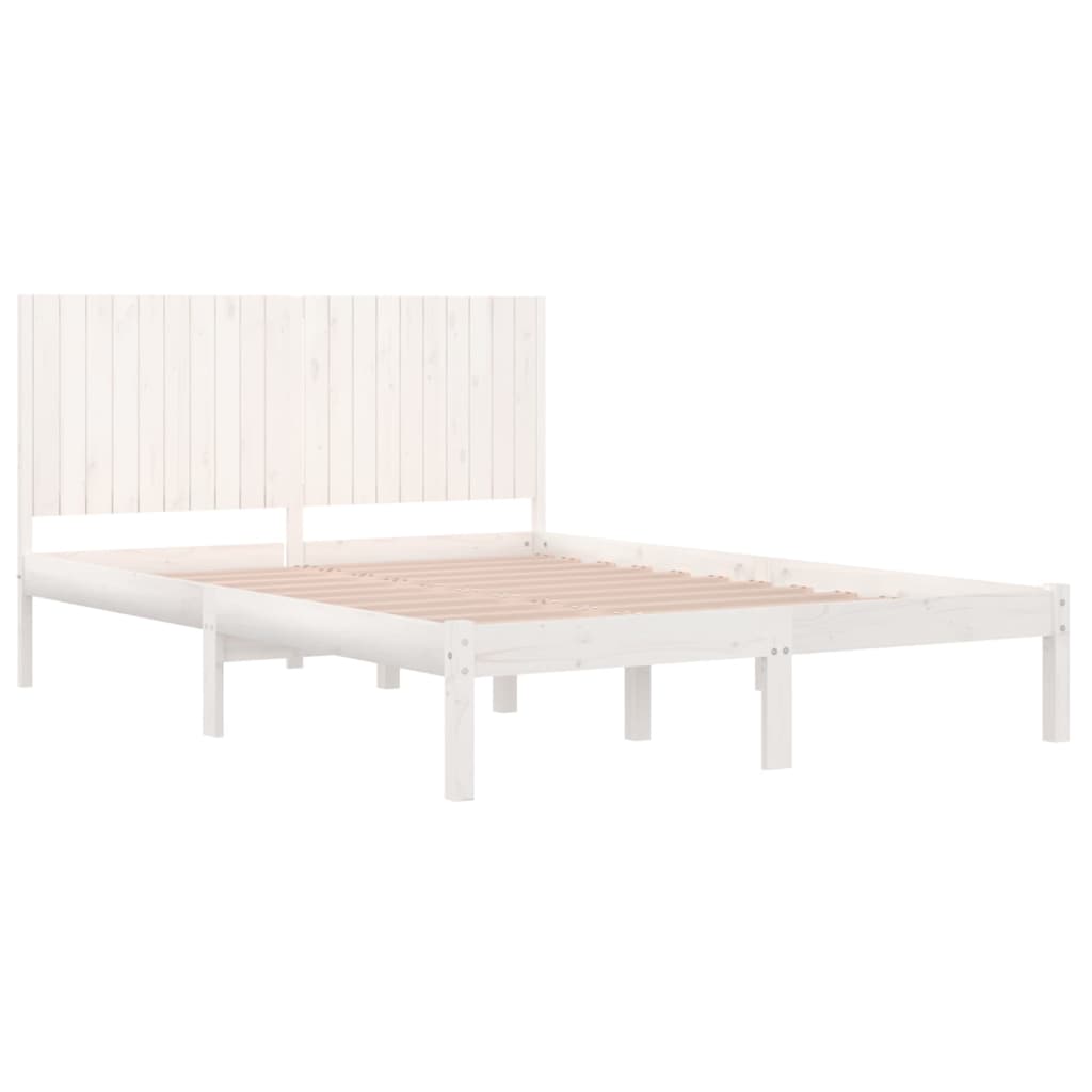 Bed Frame White Solid Wood Pine 200x200 cm