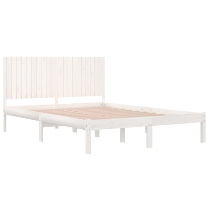 Bed Frame White Solid Wood Pine 200x200 cm