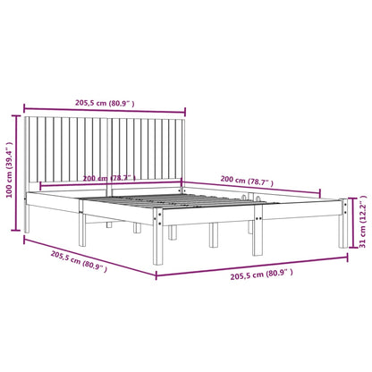 Bed Frame White Solid Wood Pine 200x200 cm