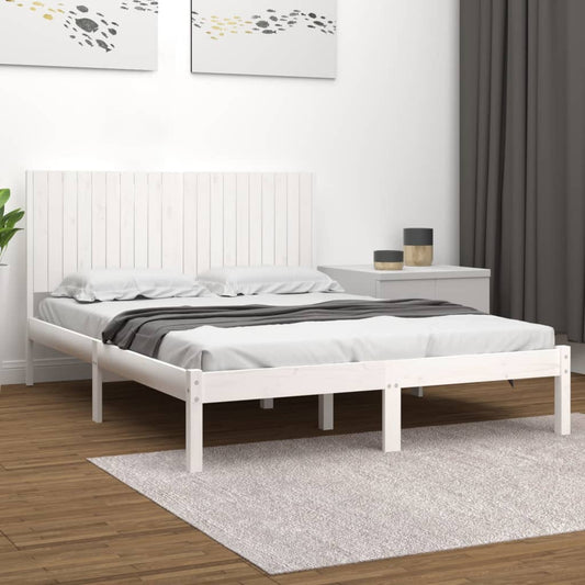 Bed Frame White Solid Wood Pine 200x200 cm