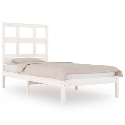 Bed Frame White Solid Wood Pine 75x190 cm Small Single