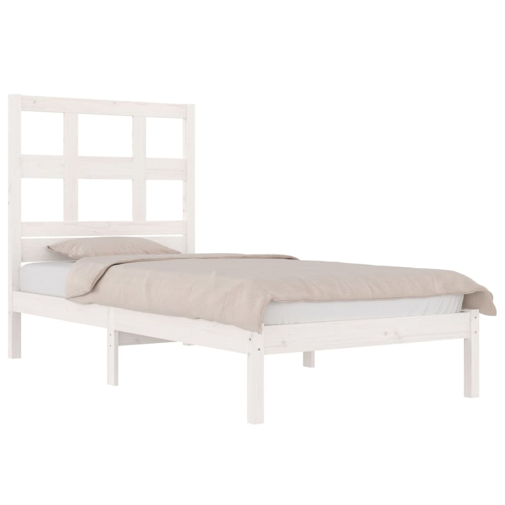 Bed Frame White Solid Wood Pine 75x190 cm Small Single