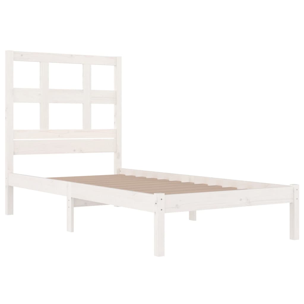 Bed Frame White Solid Wood Pine 75x190 cm Small Single