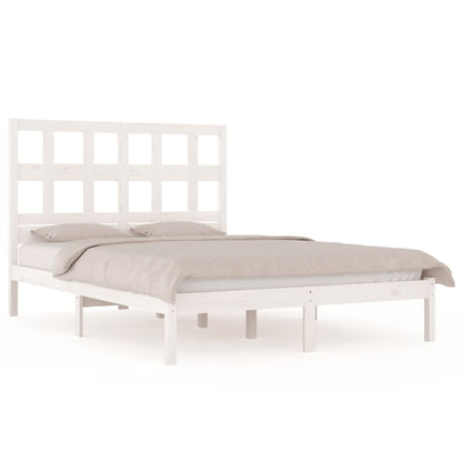 Bed Frame without Mattress White 150x200 cm King Size Solid Wood Pine