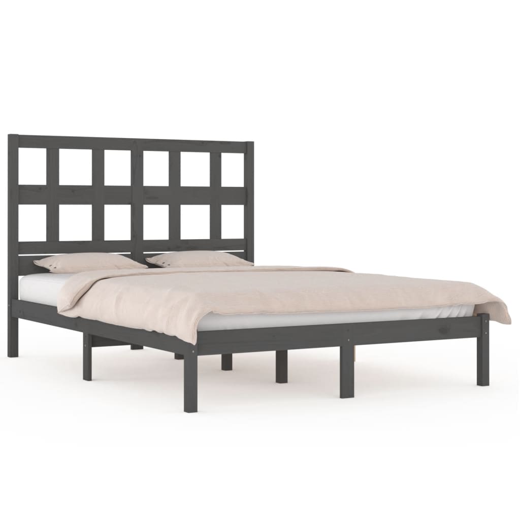 Bed Frame without Mattress Grey 160x200 cm Solid Wood Pine