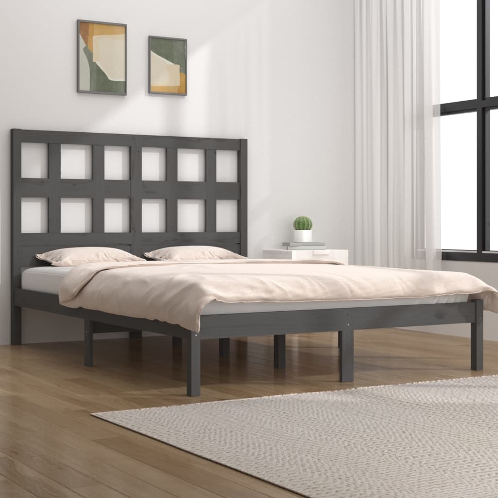 Bed Frame without Mattress Grey 160x200 cm Solid Wood Pine