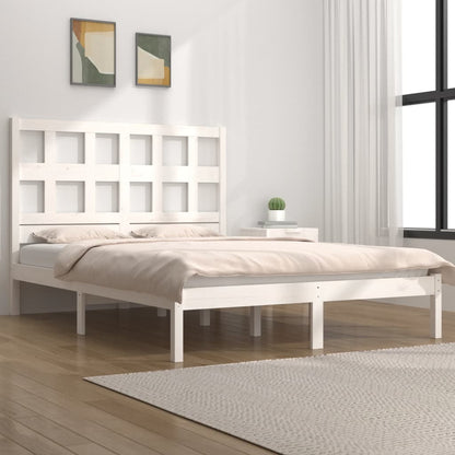 Bed Frame without Mattress White 180x200 cm Super King Solid Wood Pine