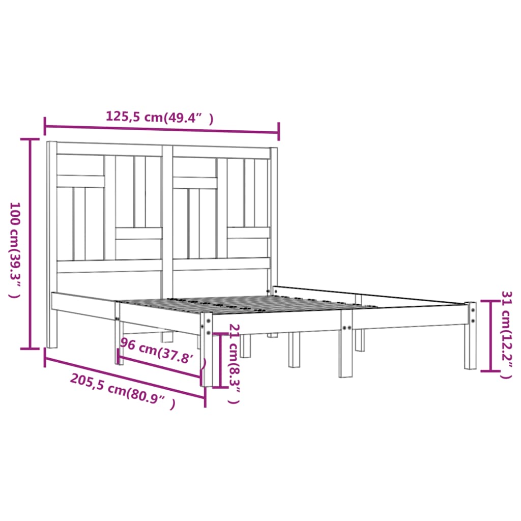 Bed Frame Solid Wood Pine 120x200 cm