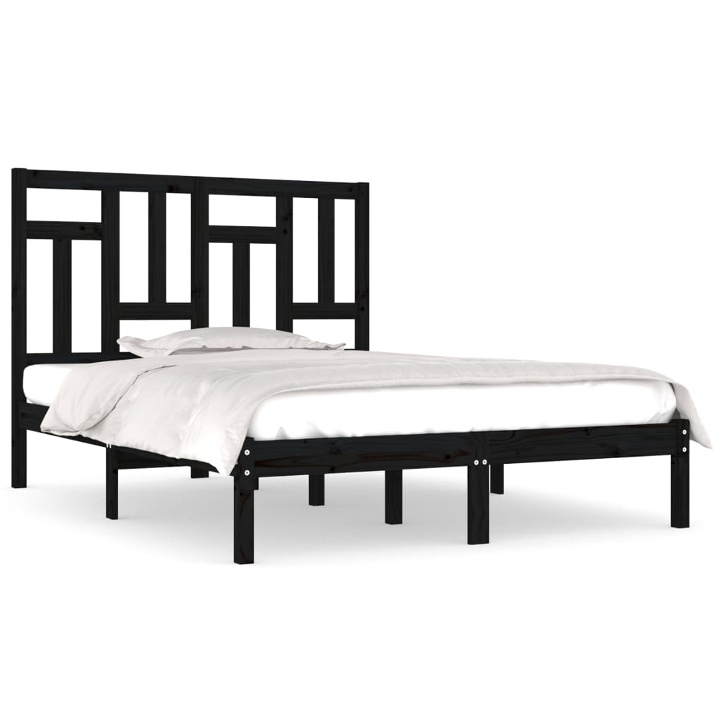 Bed Frame without Mattress Black 120x200 cm Solid Wood Pine