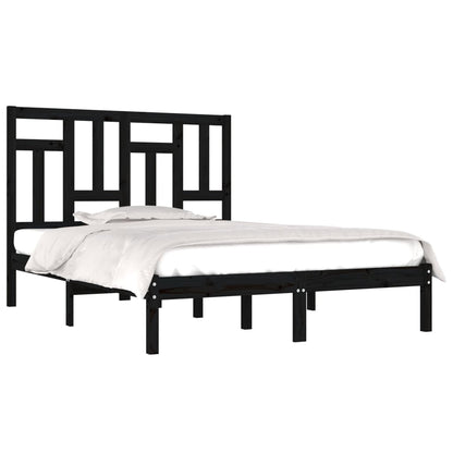 Bed Frame without Mattress Black 120x200 cm Solid Wood Pine