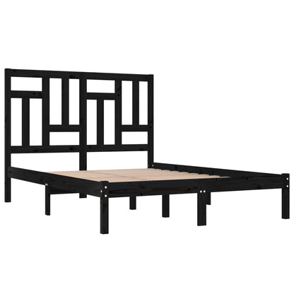 Bed Frame without Mattress Black 120x200 cm Solid Wood Pine