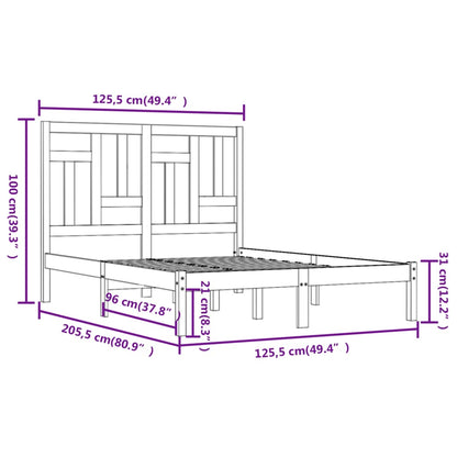 Bed Frame without Mattress Black 120x200 cm Solid Wood Pine