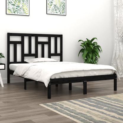 Bed Frame without Mattress Black 120x200 cm Solid Wood Pine