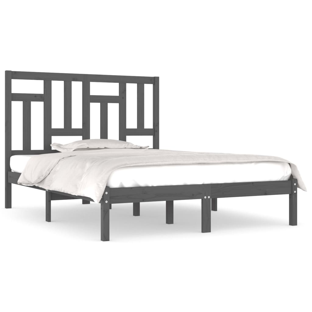 Bed Frame without Mattress Grey 200x200 cm Solid Wood Pine