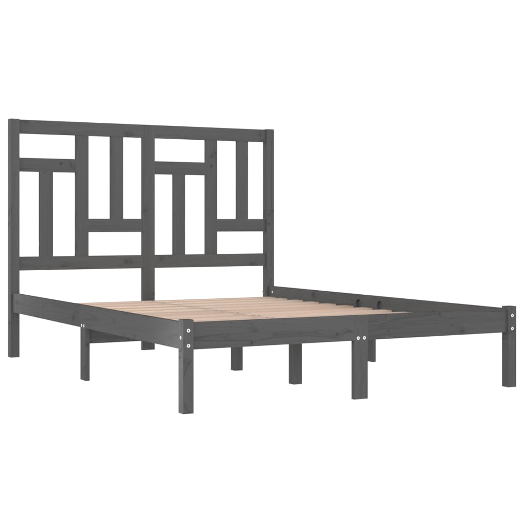 Bed Frame without Mattress Grey 200x200 cm Solid Wood Pine