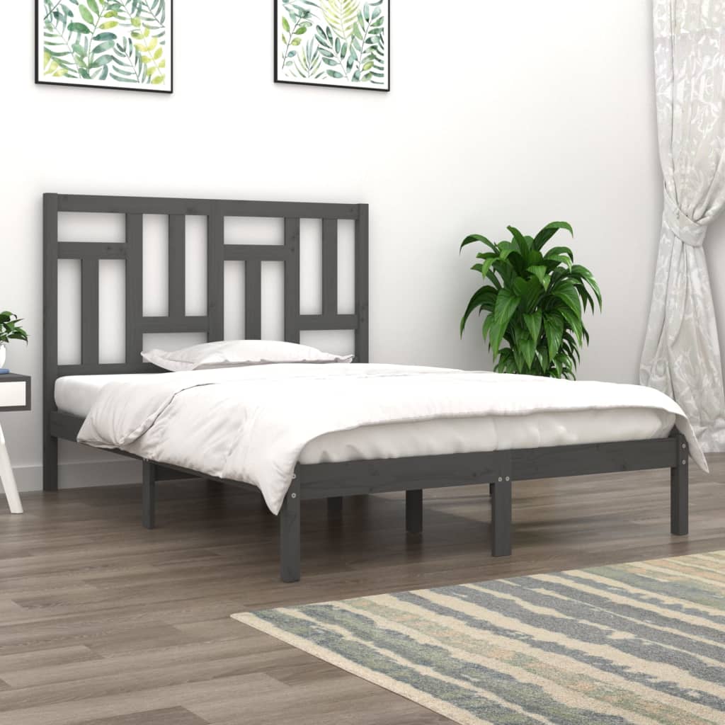 Bed Frame without Mattress Grey 200x200 cm Solid Wood Pine