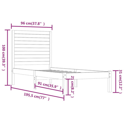 Bed Frame without Mattress 90x190 cm Single Solid Wood