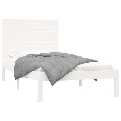 Bed Frame White Solid Wood 100x200 cm