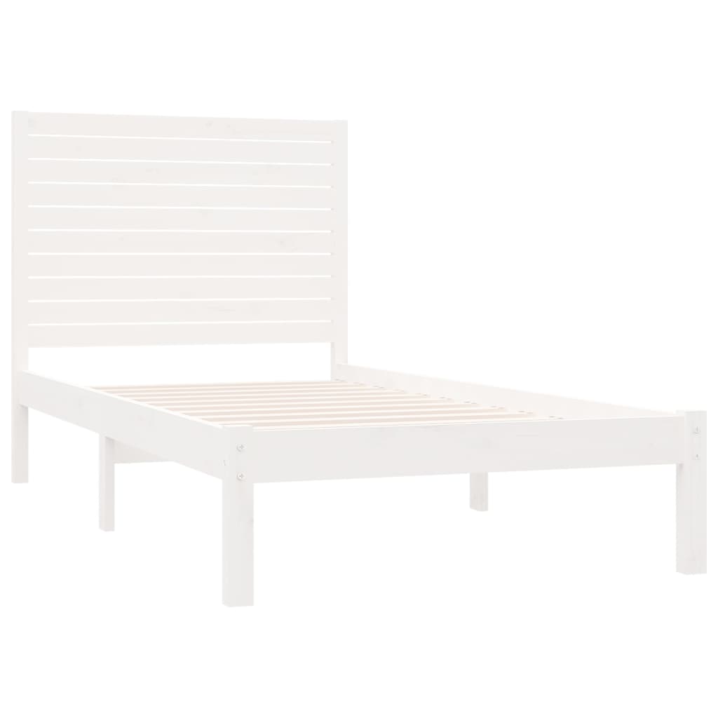 Bed Frame White Solid Wood 100x200 cm