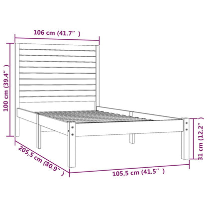 Bed Frame White Solid Wood 100x200 cm