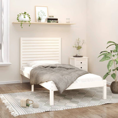 Bed Frame White Solid Wood 100x200 cm