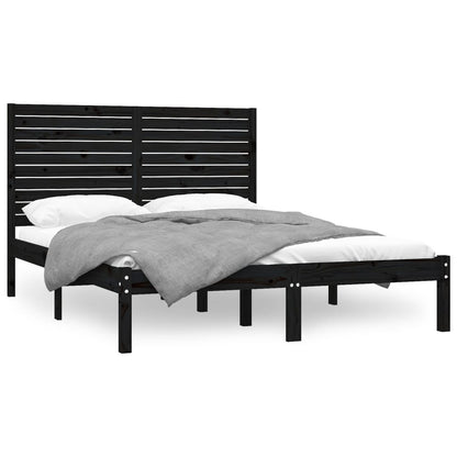 Bed Frame Black Solid Wood 120x200 cm