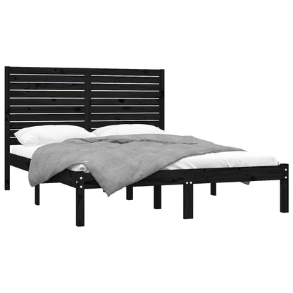 Bed Frame Black Solid Wood 120x200 cm