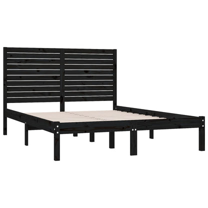 Bed Frame Black Solid Wood 120x200 cm