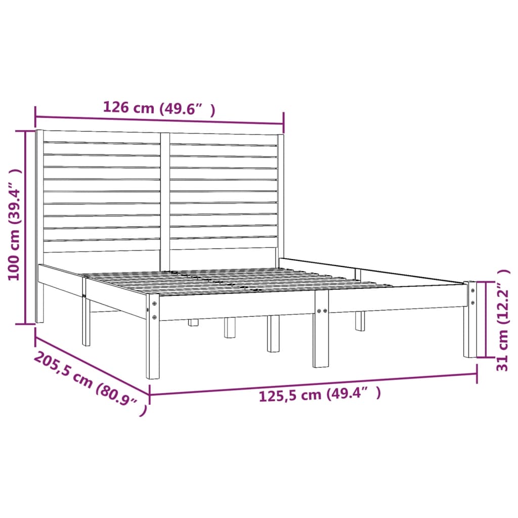 Bed Frame Black Solid Wood 120x200 cm