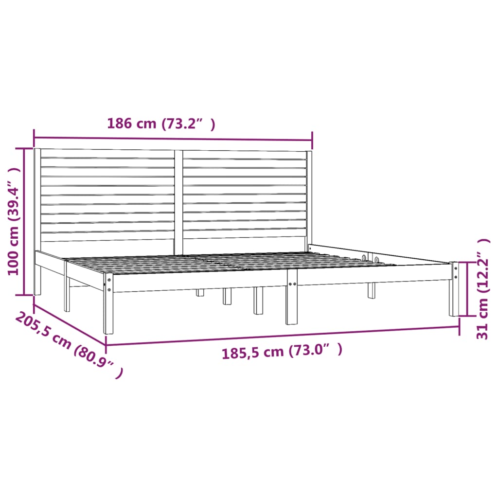 Bed Frame Solid Wood 180x200 cm Super King Size