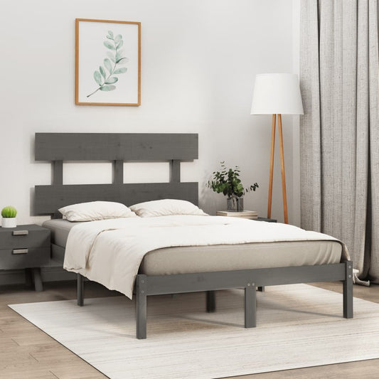 Bed Frame without Mattress Grey 135x190 cm Double Solid Wood