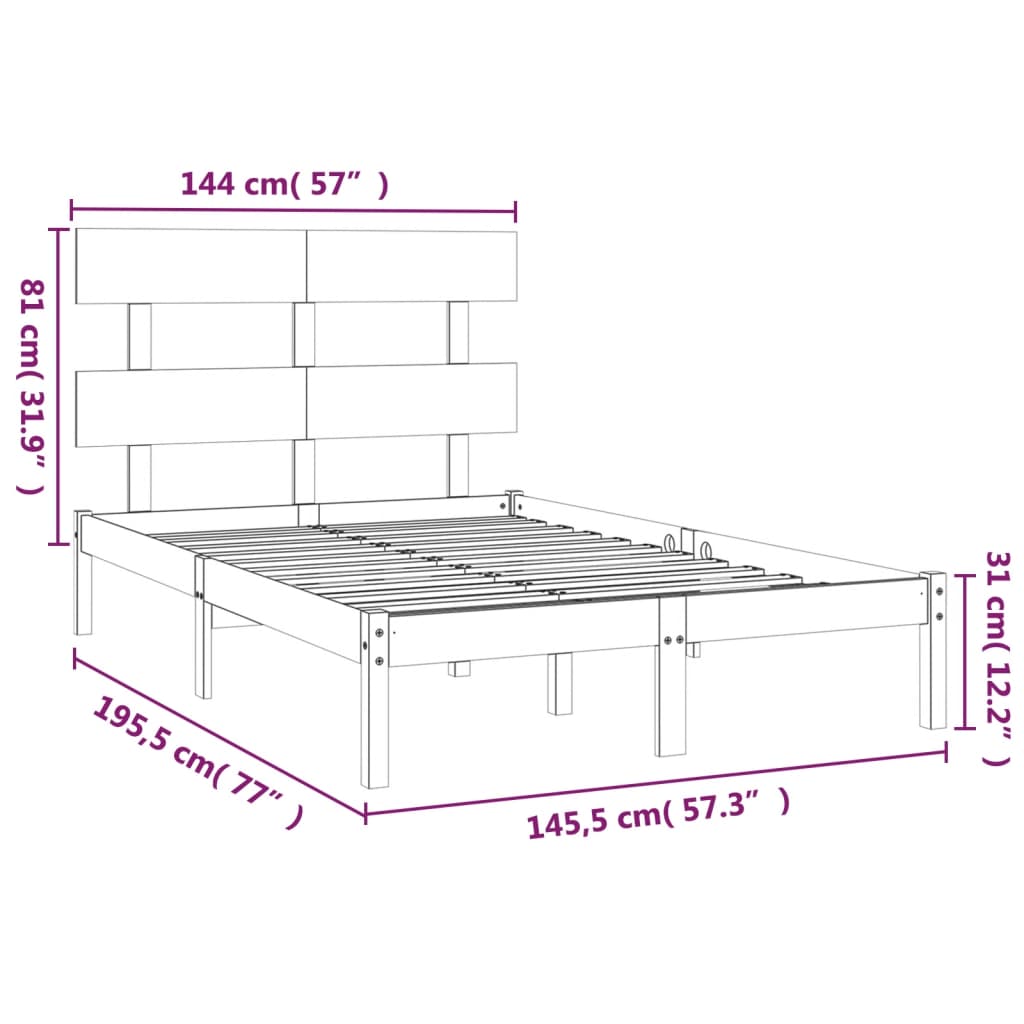 Bed Frame without Mattress 140x190 cm Solid Wood