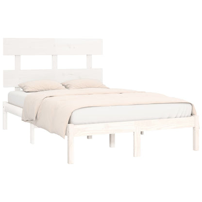 Bed Frame White Solid Wood 140x190 cm