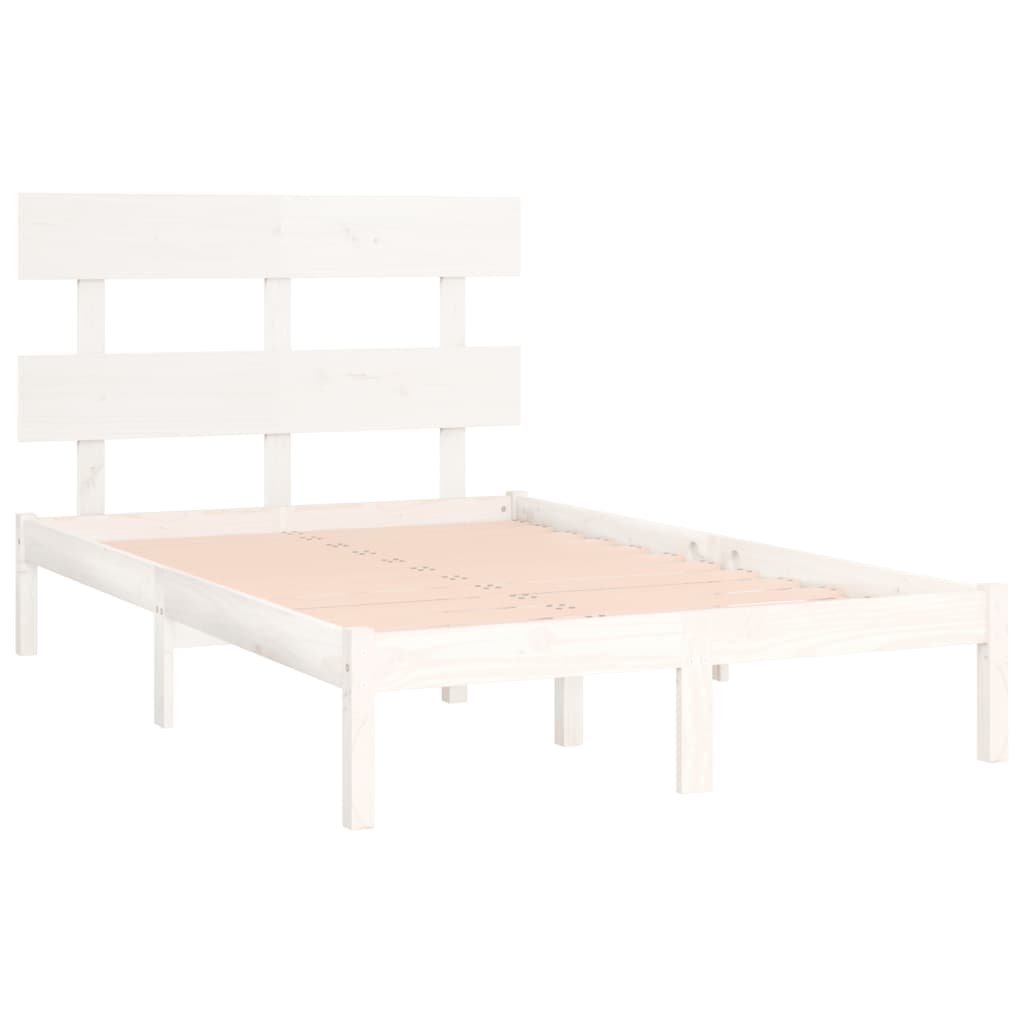 Bed Frame White Solid Wood 140x190 cm