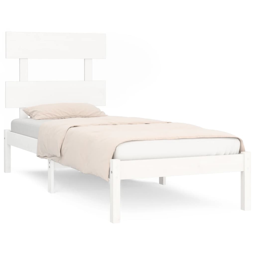 Bed Frame White Solid Wood 90x200 cm