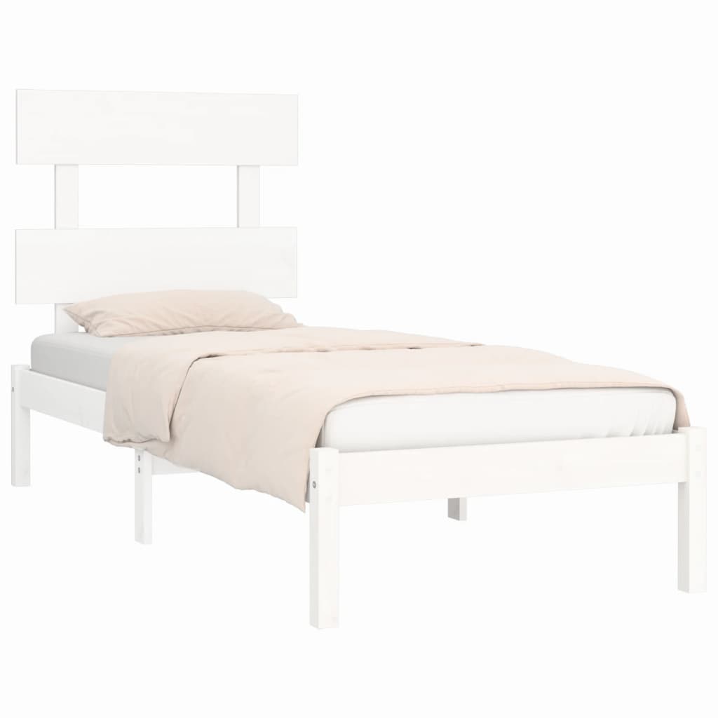 Bed Frame White Solid Wood 90x200 cm