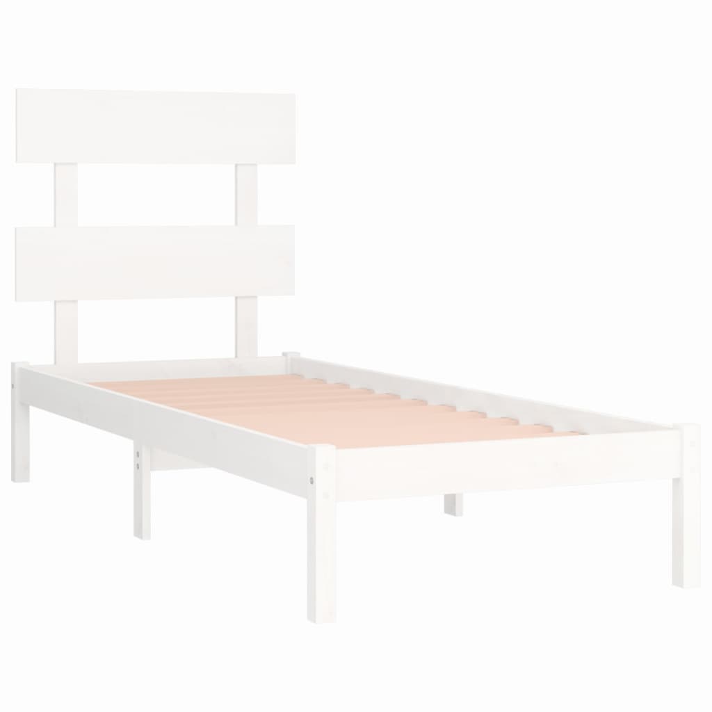 Bed Frame White Solid Wood 90x200 cm