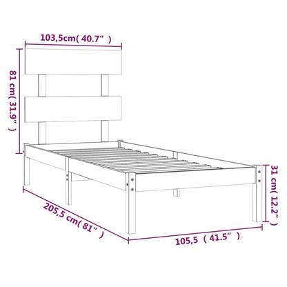 Bed Frame Honey Brown Solid Wood 100x200 cm