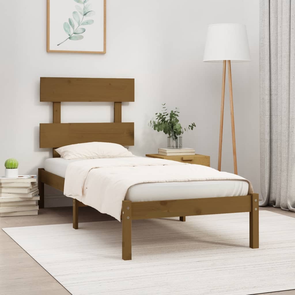 Bed Frame Honey Brown Solid Wood 100x200 cm