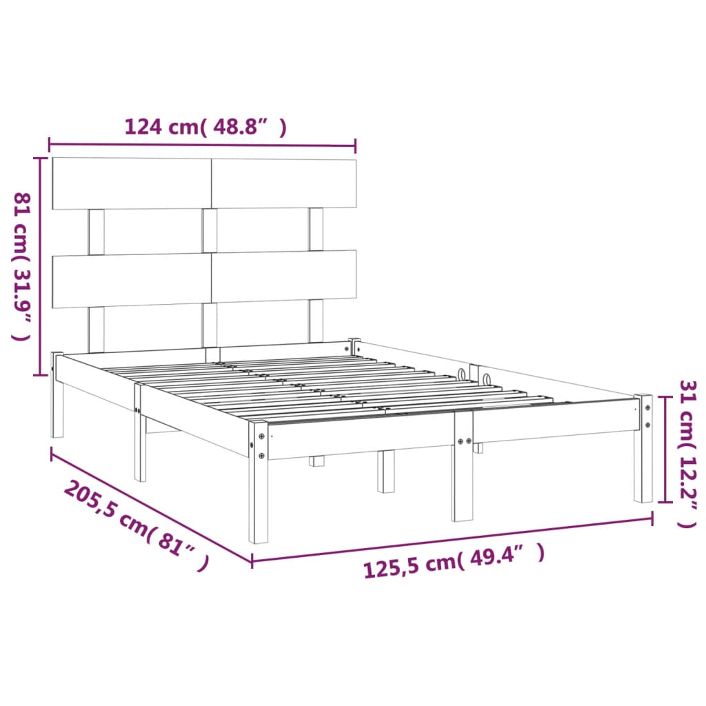 Bed Frame Honey Brown Solid Wood 120x200 cm