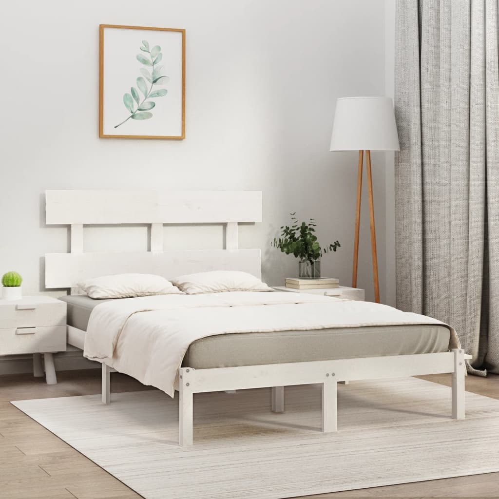 Bed Frame White Solid Wood 180x200 cm Super King Size