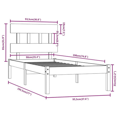 Bed Frame without Mattress 90x190 cm Single Solid Wood